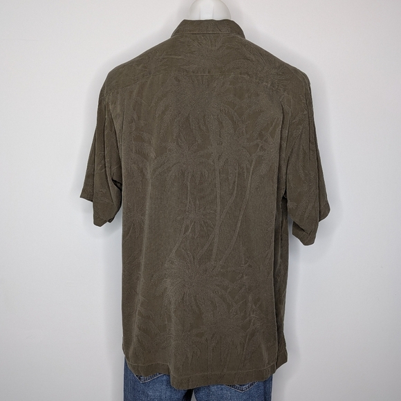 Tommy Bahama Olive Green Silk Short Sleeve Button Up Shirt M - Picture 5 of 7